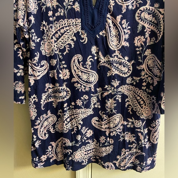 Talbots paisley print tunic top slit neck 3/4 sleeves 1X - Picture 6 of 9